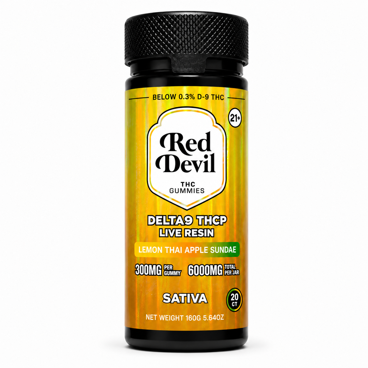 RED DEVIL D9 DOWNSHIFT BLEND GUMMIES 6000MG BOTTLE 20CT LEMON THAI APPLE SUNDAE SATIVA