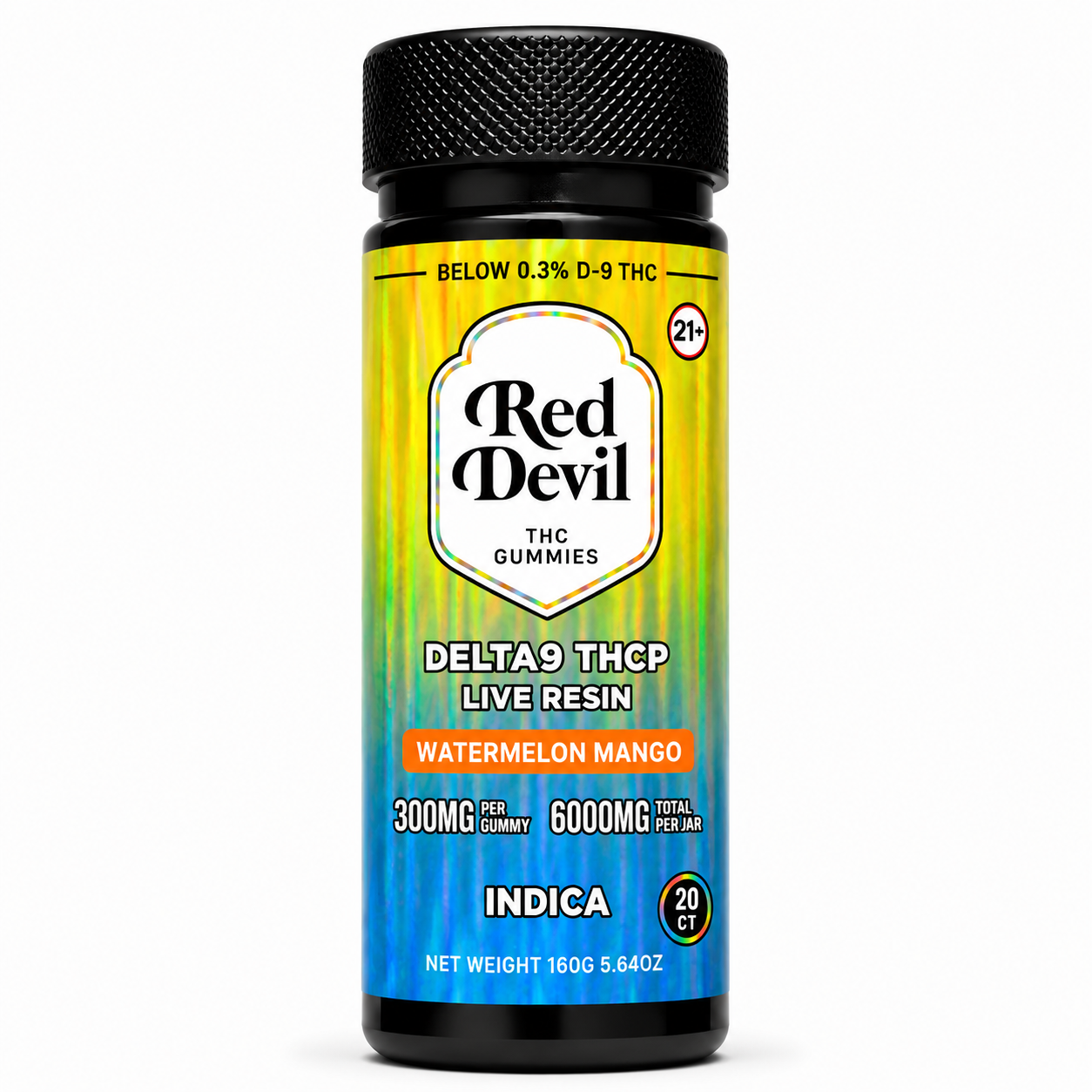 RED DEVIL D9 DOWNSHIFT BLEND GUMMIES 6000MG BOTTLE 20CT WATERMELON MANGO INDICA