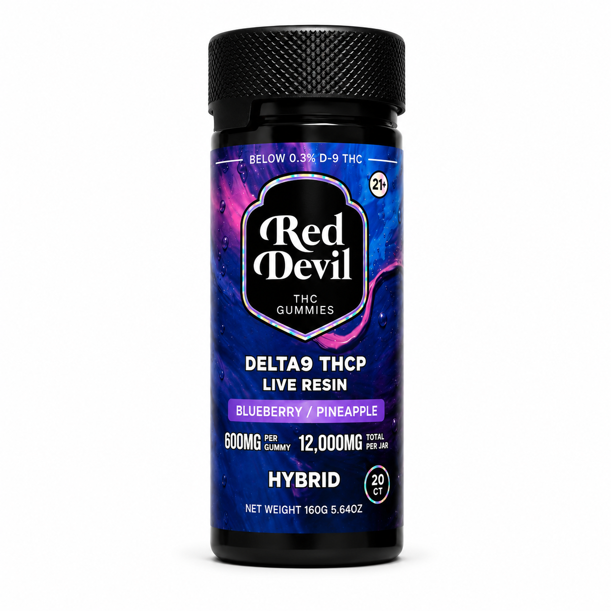 RED DEVIL D9 DUAL GUMMIES 12000MG BOTTLE 20CT - BLUEBERRY & PINEAPPLE HYBRID