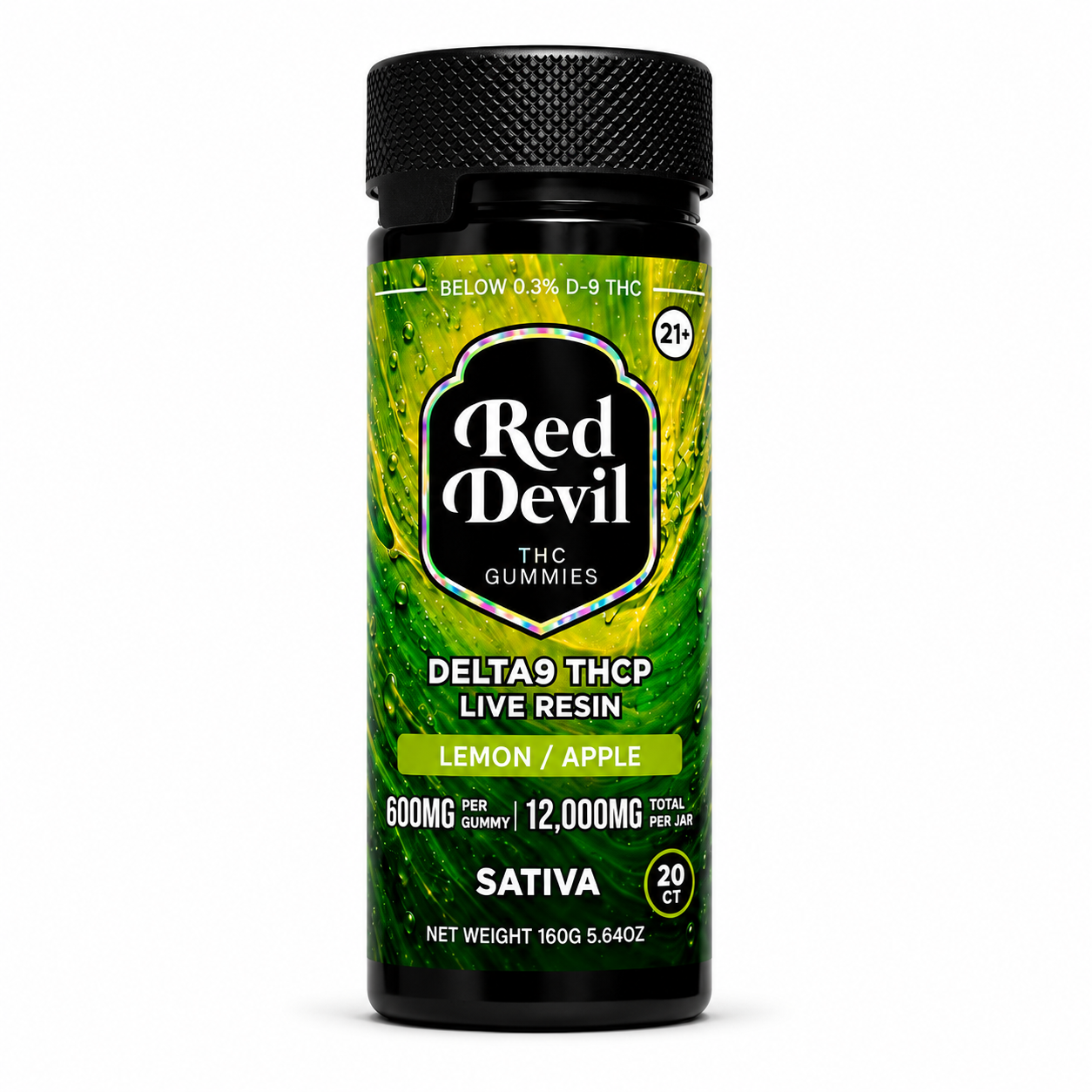 RED DEVIL D9 DUAL GUMMIES 12000MG BOTTLE 20CT -LEMON & APPLE SATIVA