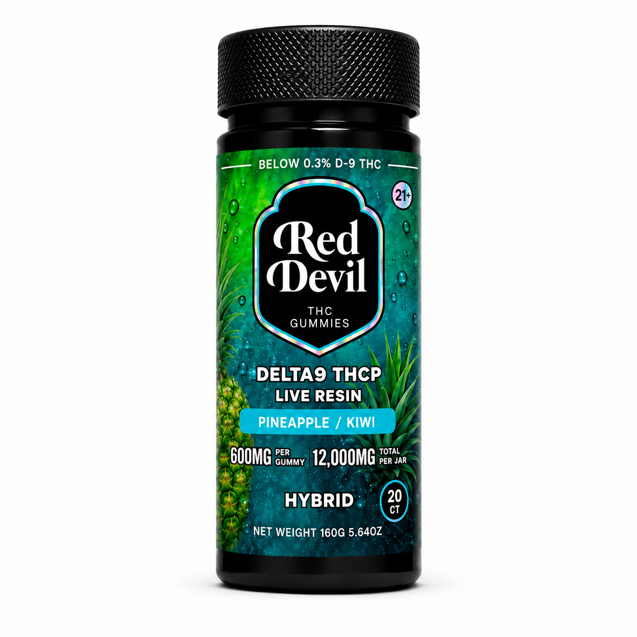 RED DEVIL D9 DUAL GUMMIES 12000MG BOTTLE 20CT - PINEAPPLE & KIWI HYBRID