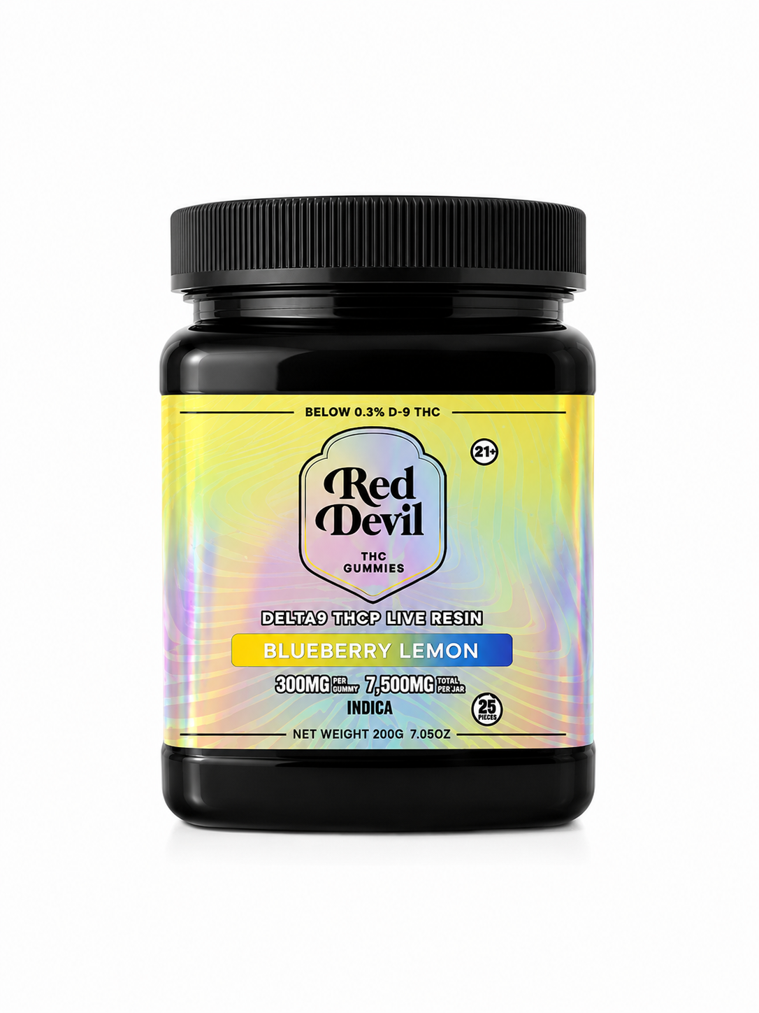 RED DEVIL SINGLE PACK 300 MG D9 BLEND GUMMY 25CT JAR - LEMON BLUEBERRY INDICA