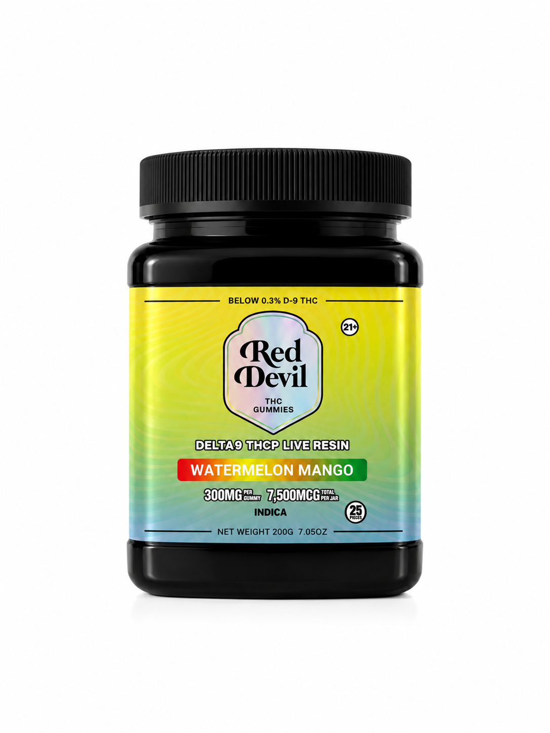 RED DEVIL SINGLE PACK 300 MG D9 BLEND GUMMY 25CT JAR - WATERMELON MANGO INDICA