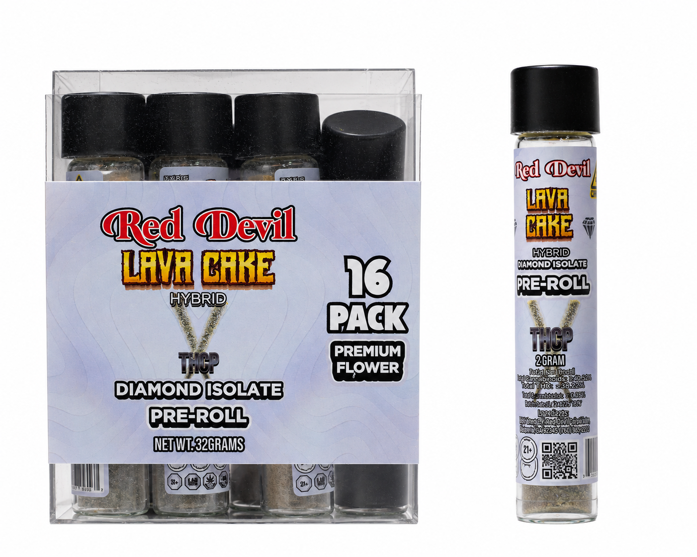 RED DEVIL THCP DIAMOND ISOLATE PRE-ROLLS 2GM LAVA CAKE HYBRID-720167953505