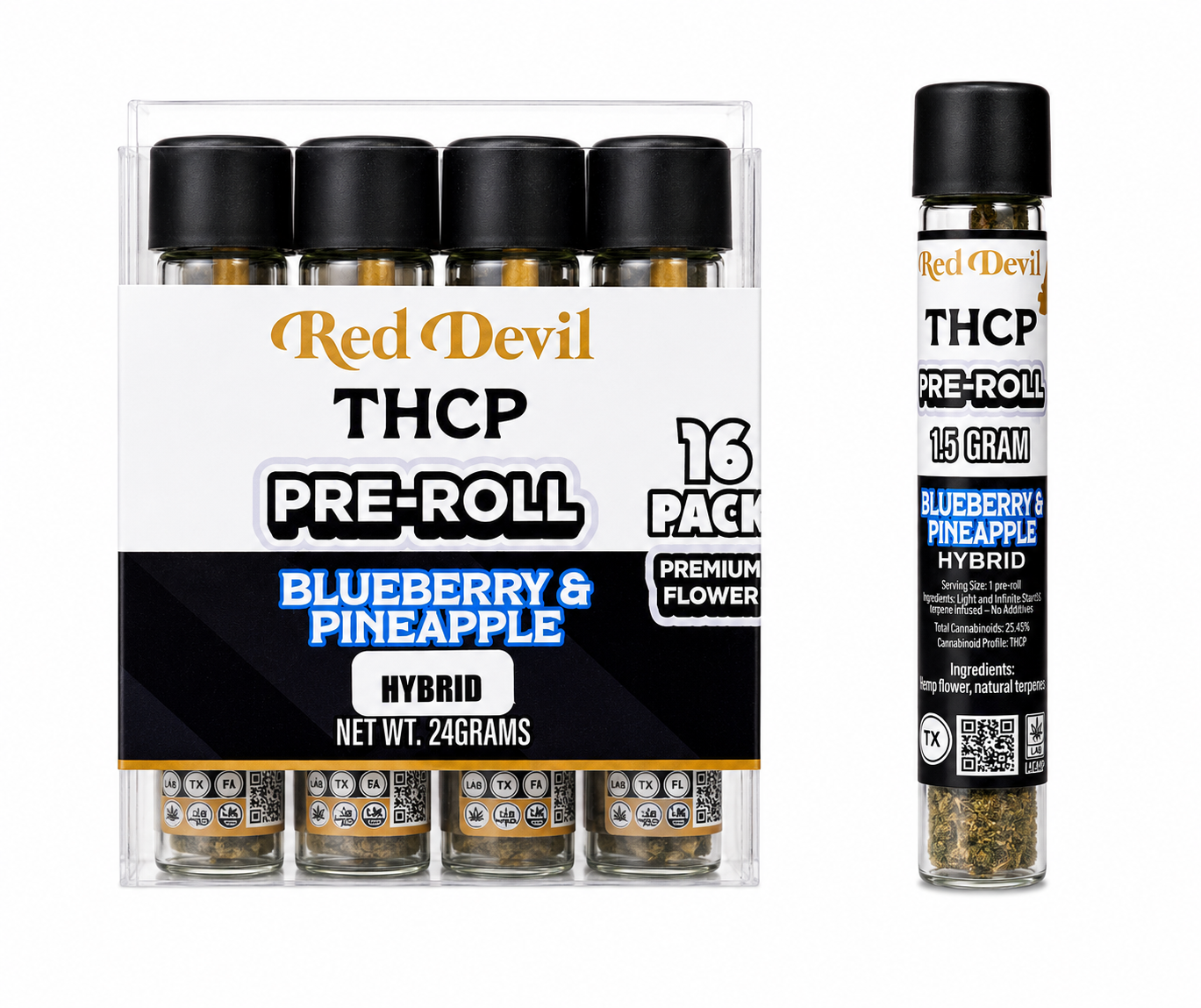 RED DEVIL THCP PRE-ROLLS 1.5GM BLUEBERRY & PINEAPPLE HYBRID-720167953796