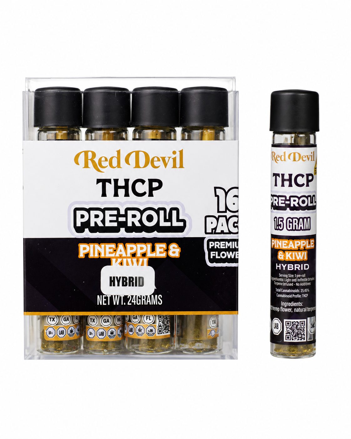 RED DEVIL THCP PRE-ROLLS 1.5GM PINEAPPLE & KIWI HYBRID-720167953833