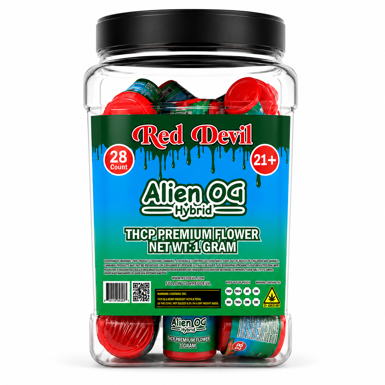 RED DEVIL THCP PREMIUM FLOWER 1GM 28CT - ALIEN OG HYBRID