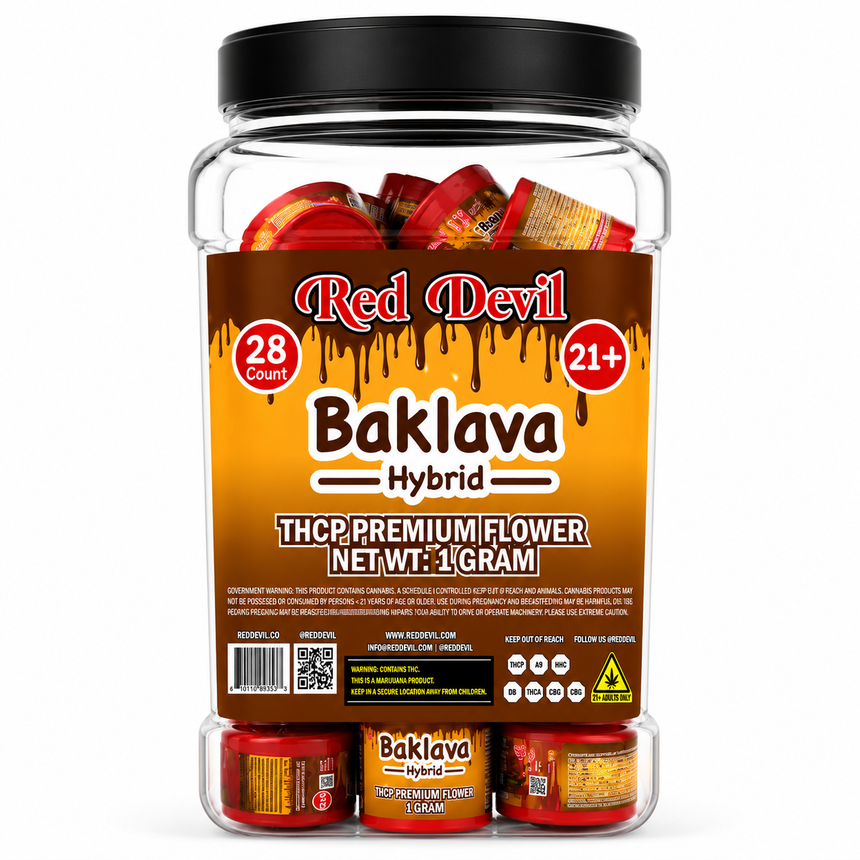 RED DEVIL THCP PREMIUM FLOWER 1GM 28CT - BAKLAVA HYBRID