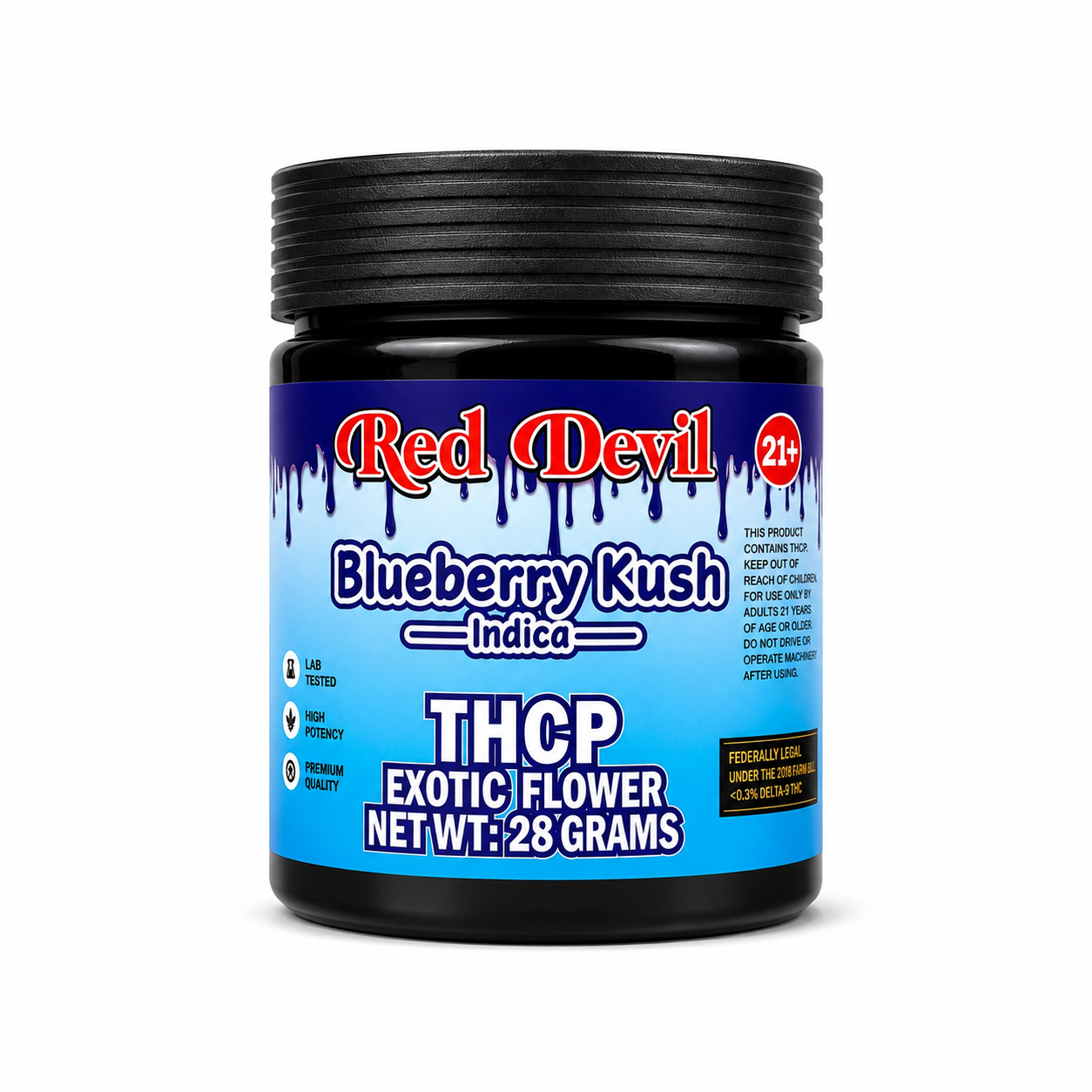RED DEVIL 28G JAR THC-P FLOWER - BLUEBERRY KUSH INDICA