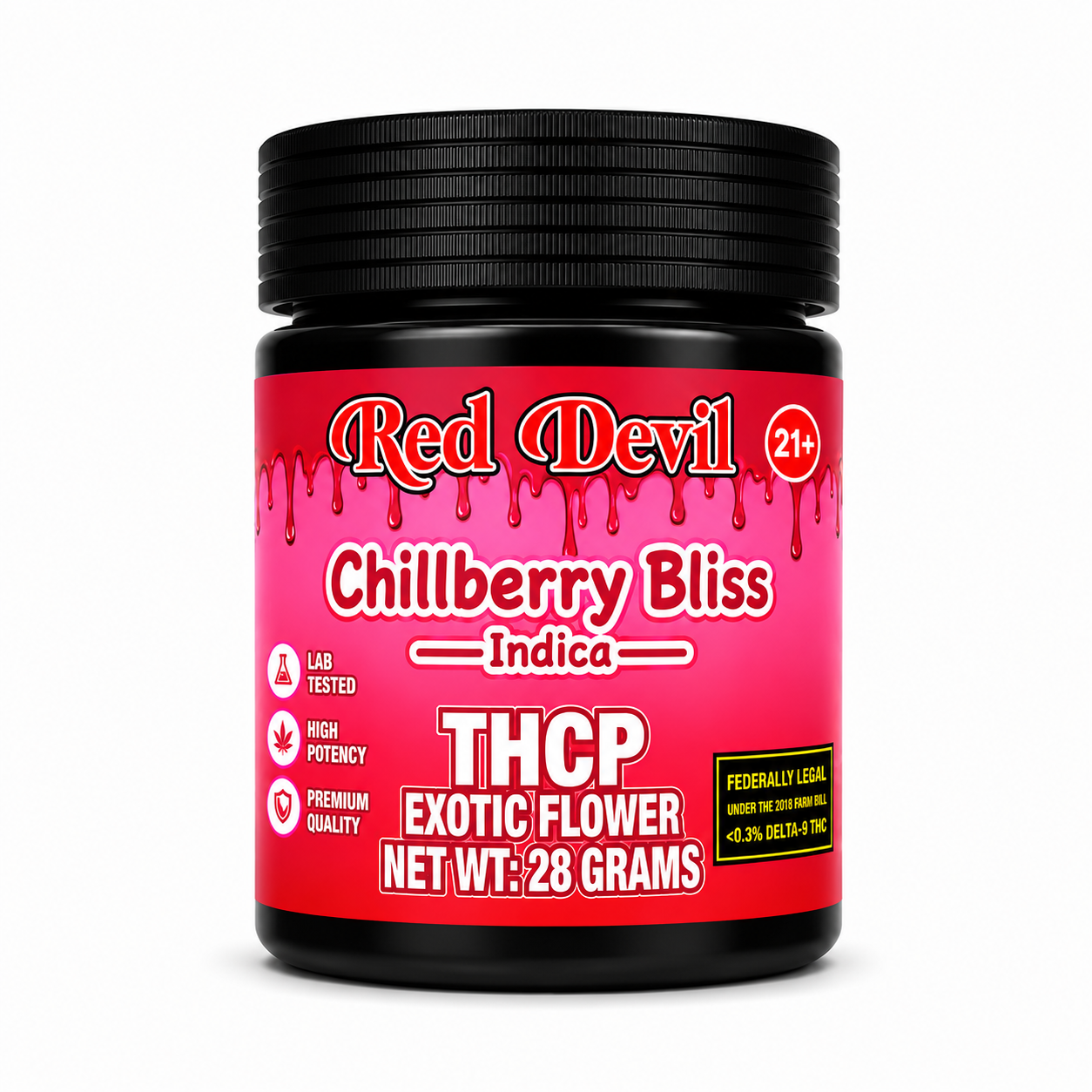 RED DEVIL 28G JAR THC-P FLOWER - CHILLBERRY BLISS INDICA