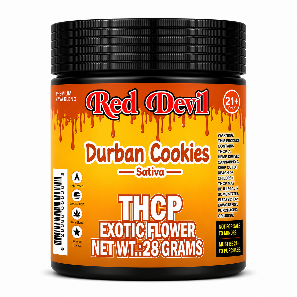 RED DEVIL 28G JAR THC-P FLOWER - DURBAN COOKIES SATIVA