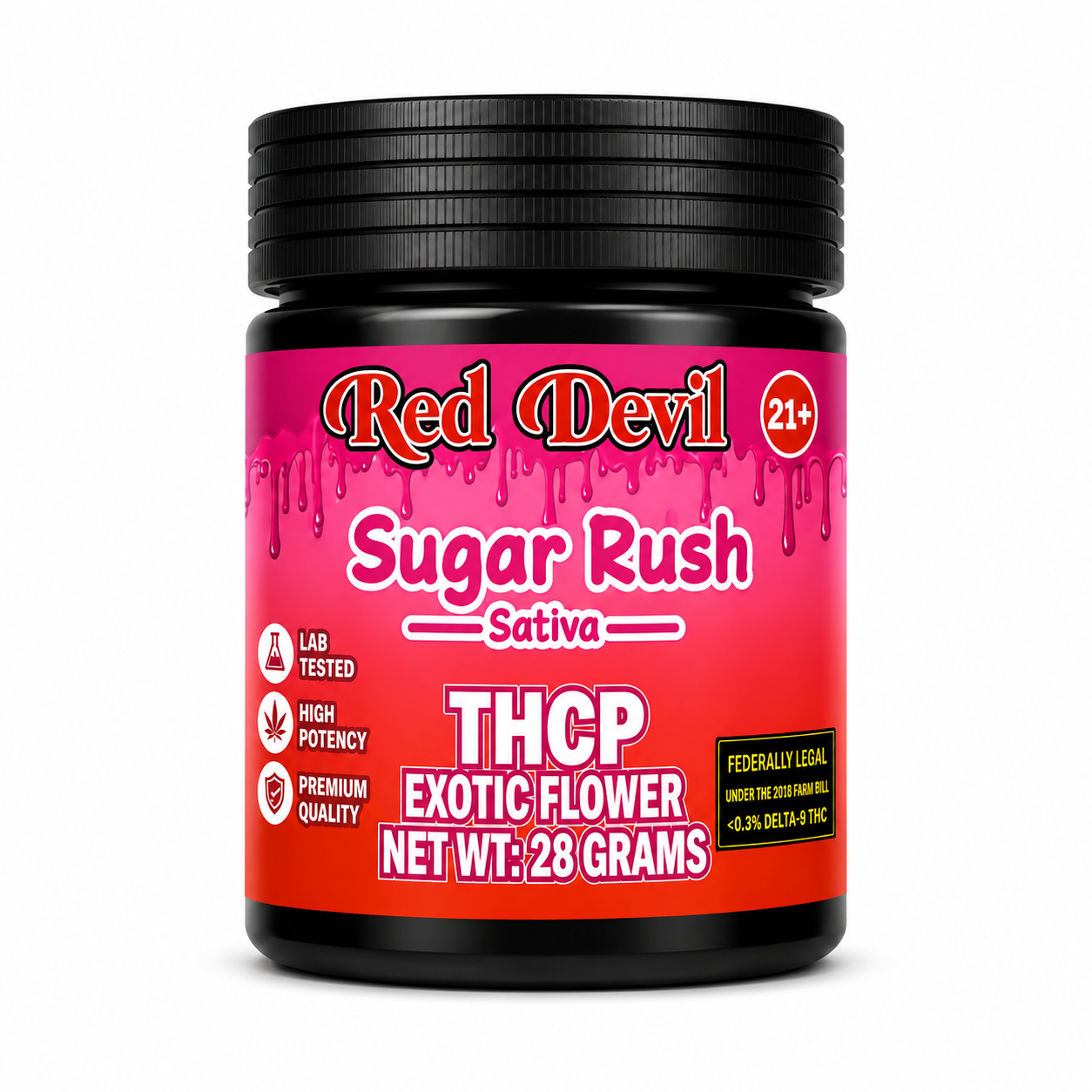 RED DEVIL 28G JAR THC-P FLOWER - SUGAR RUSH SATIVA