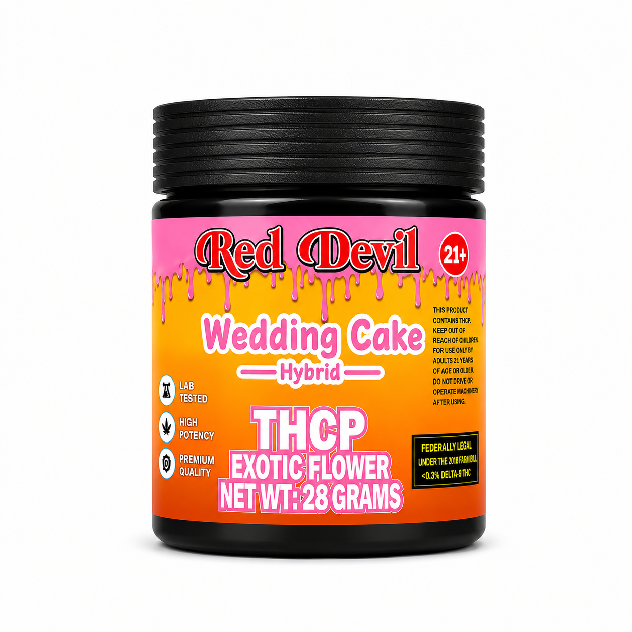 RED DEVIL 28G JAR THC-P FLOWER - WEDDING CAKE HYBRID